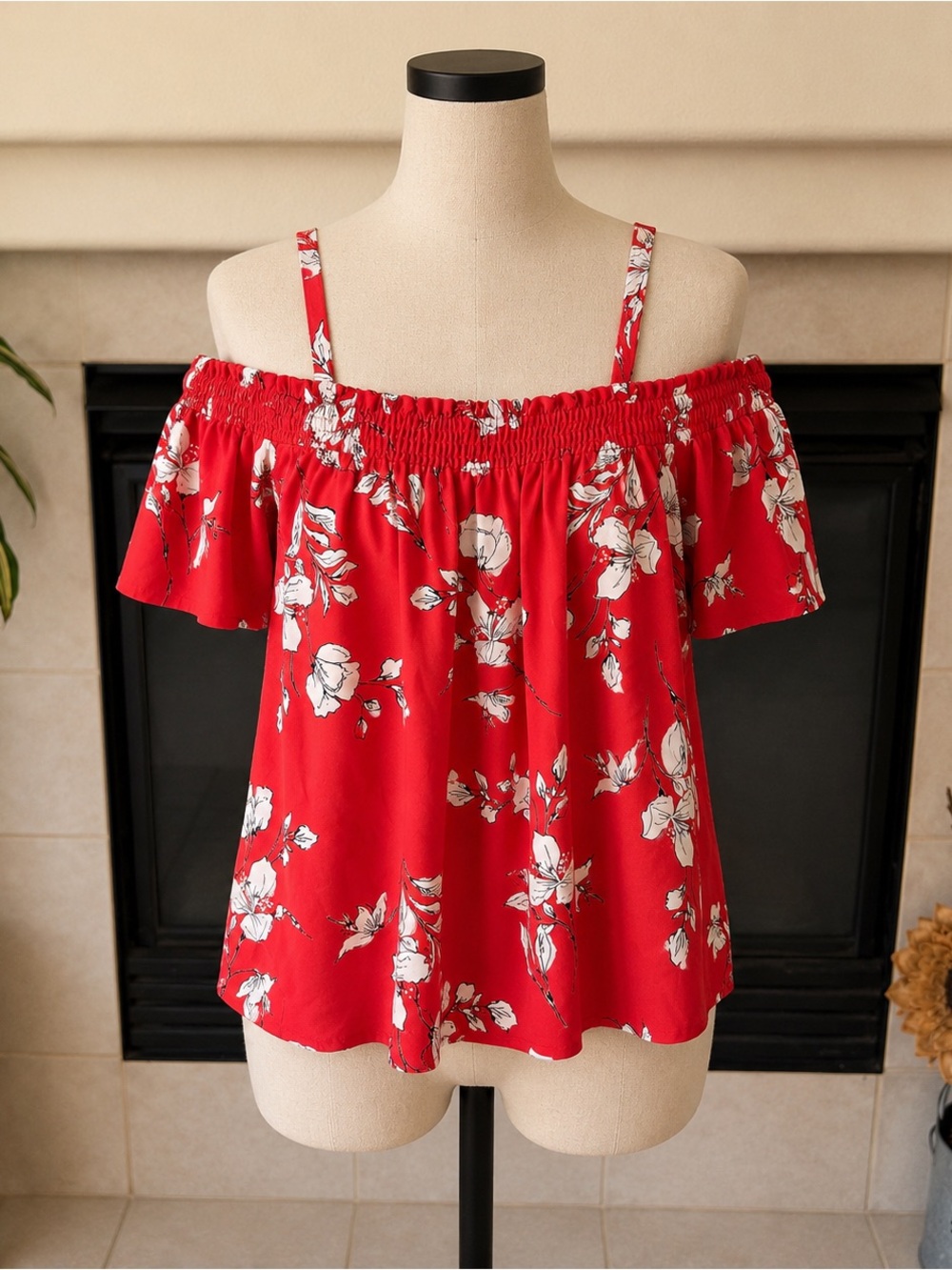 Sienna Sky Red Floral Off-Shoulder Camisole